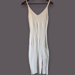 Abercrombie & Fitch White Cream Ribbed Knit Body-con Sweater Midi Dress Size XSP